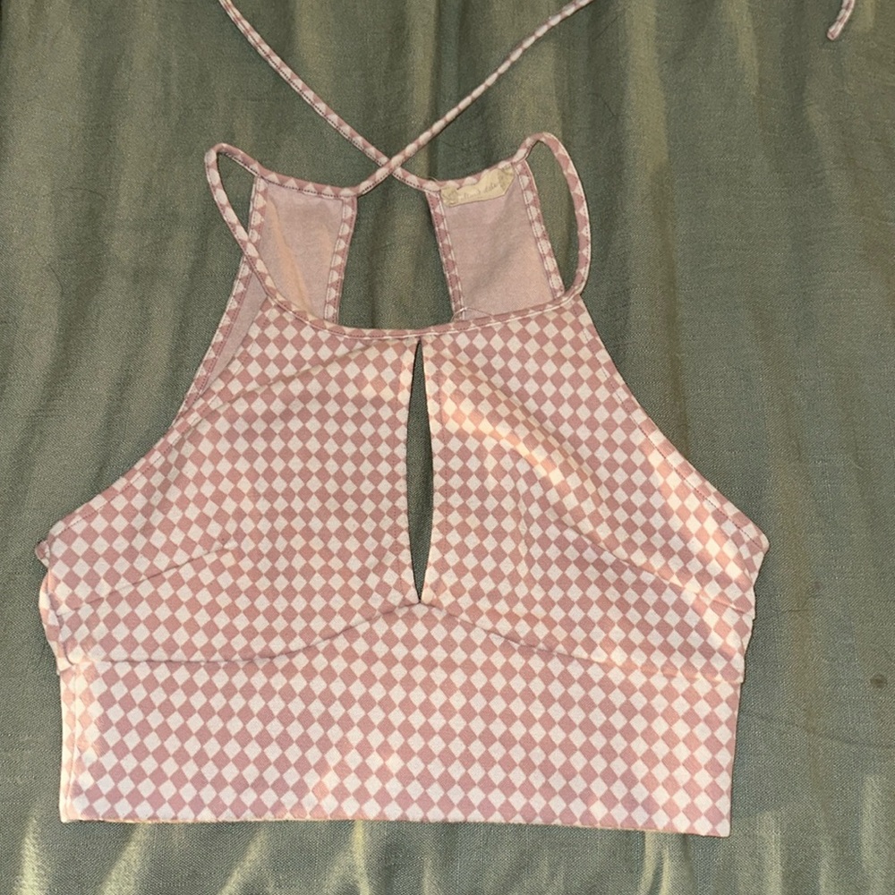 Pink and white checkers cropped tank top.